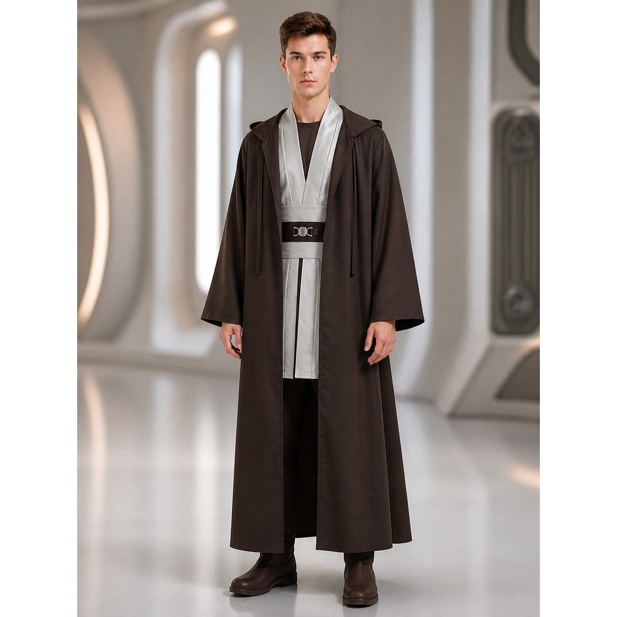 Obi-Wan Kenobi Costume, Dark Brown Cloak for Halloween lifestyle view