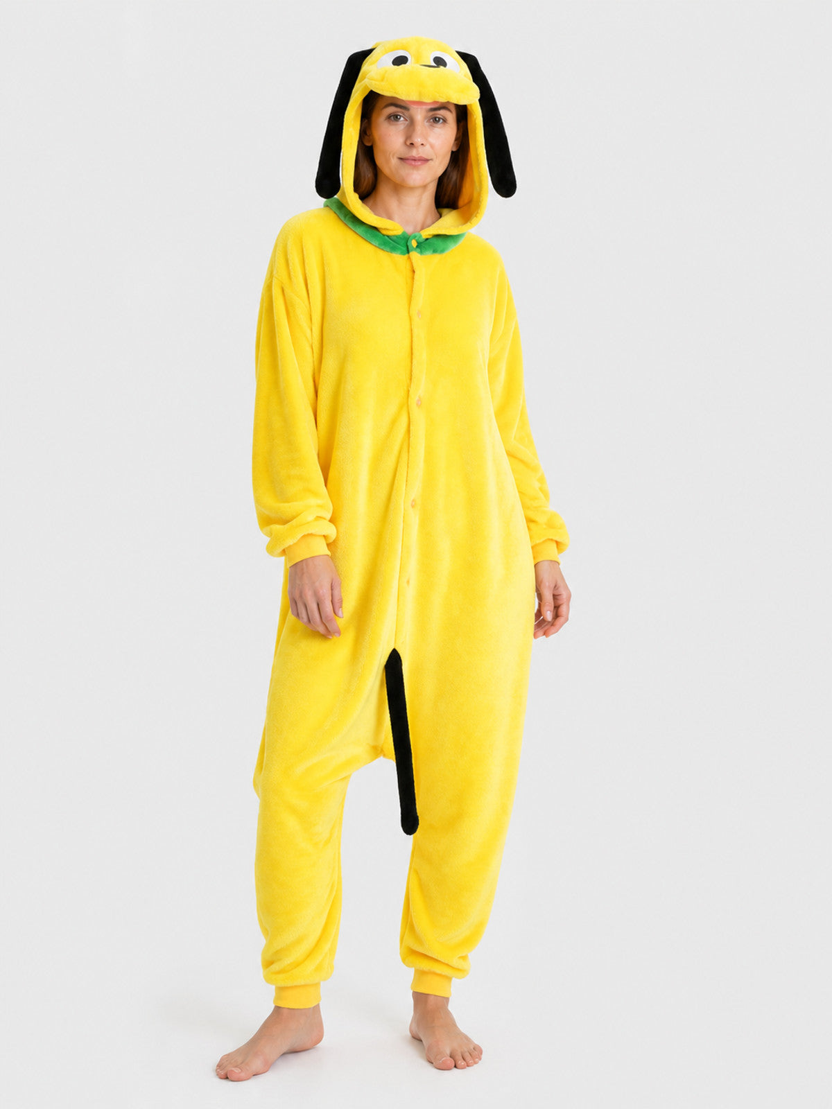 Flannel Hooded Yellow Dog Onesie Pajama product detail