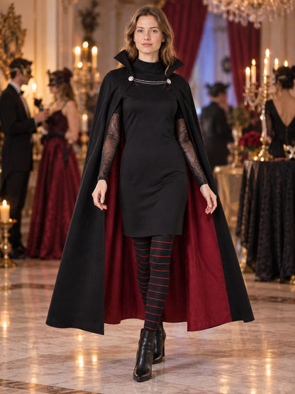 Vampire-Style Costume with Dress, Cape, and Leggings