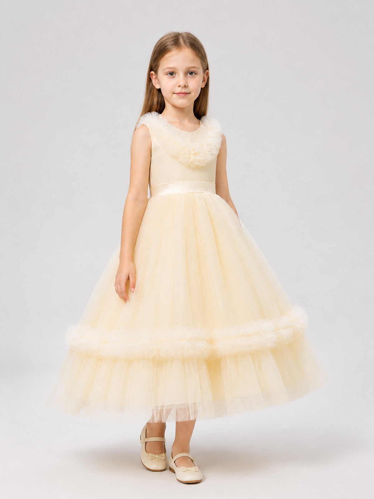 Girls' Princess Dress with Full Skirt, Champagne