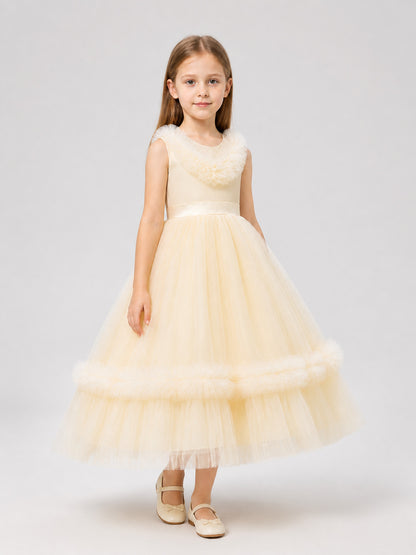 Girls' Princess Dress with Full Skirt, Champagne