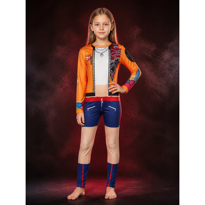 Kids' Huntress Girl Group Cosplay Jumpsuit, Colorful Patchwork One-Piece Costume main product view