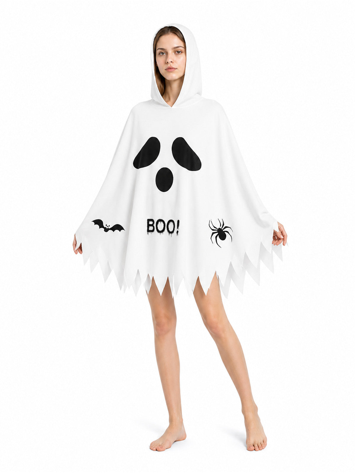 Glow-in-the-Dark Ghost Cape with Spider and Bat Costume Capes detail