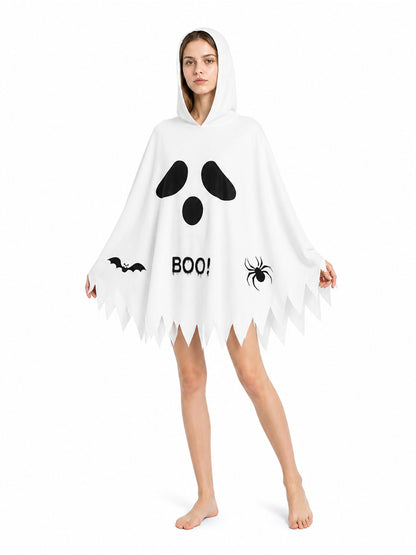 Glow-in-the-Dark Ghost Cape with Spider and Bat Costume Capes detail