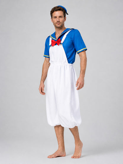 Donald Duck Costume for Two, Blue and White, with Suspenders Costumes detail