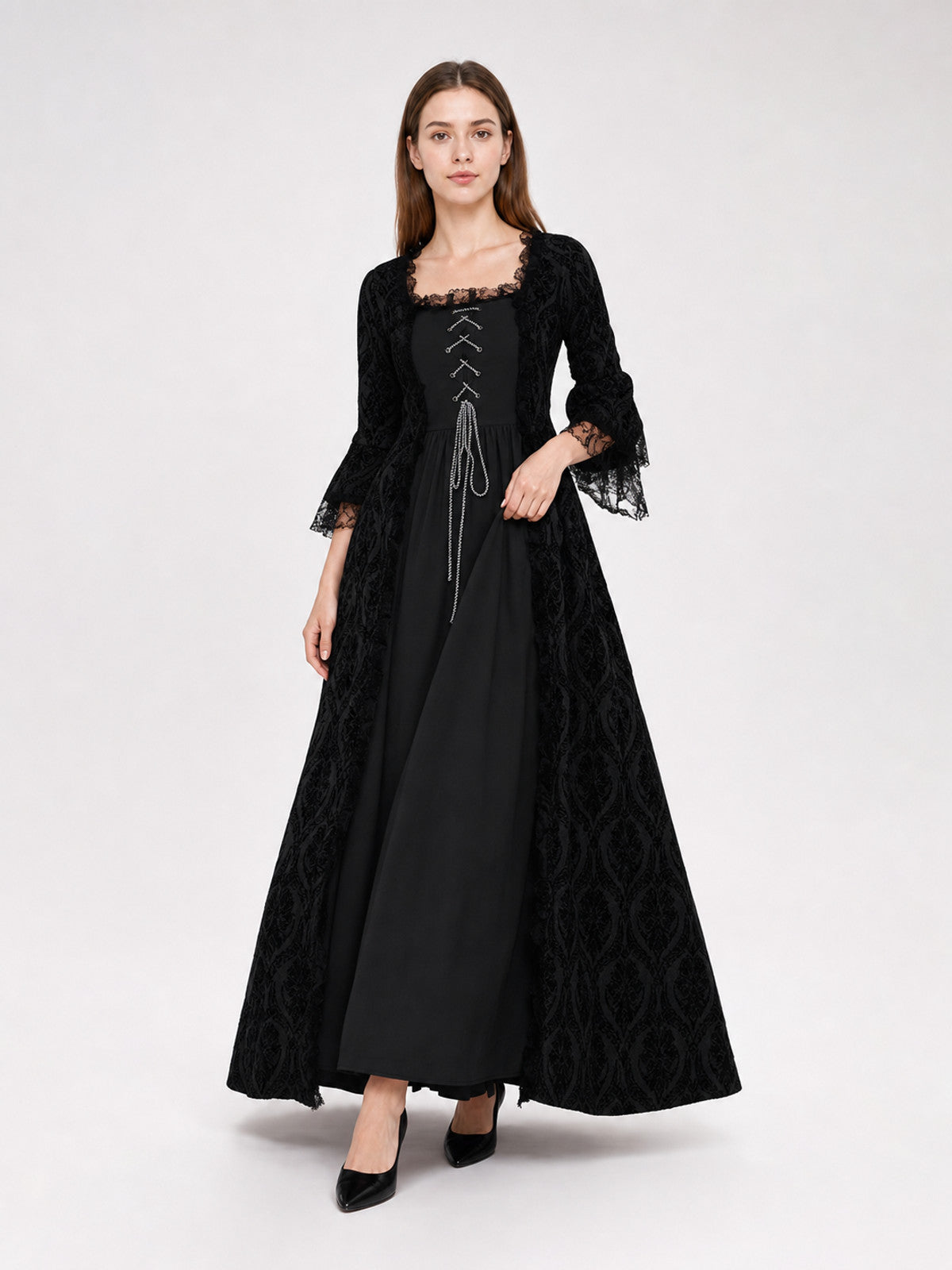 Historical Gothic Floor-Length Lace Dress