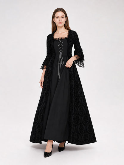 Historical Gothic Floor-Length Lace Dress