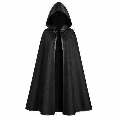 Black Fringe Lace Shawl Cape Set with Layered Necklace & Mesh Gloves for Women lifestyle view