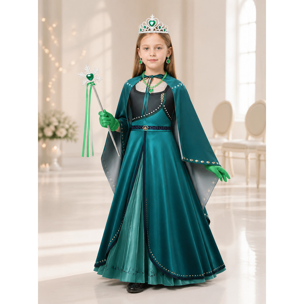 Princess Costume with Cape, Dark Green lifestyle view