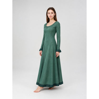 Dark Green Medieval Dress with Long Sleeves lifestyle