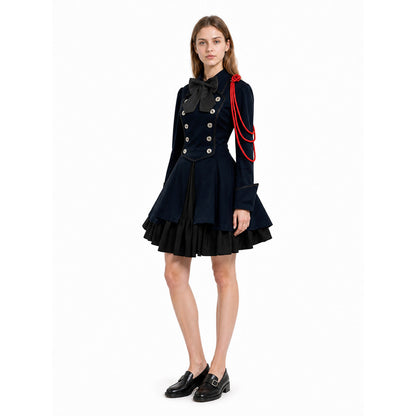 Gothic Dress with Bow and High Collar Costume Dresses detail