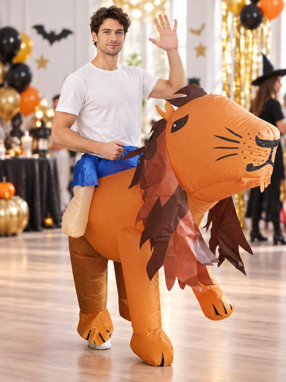 Inflatable Lion Costume Orange with Dark Brown Mane