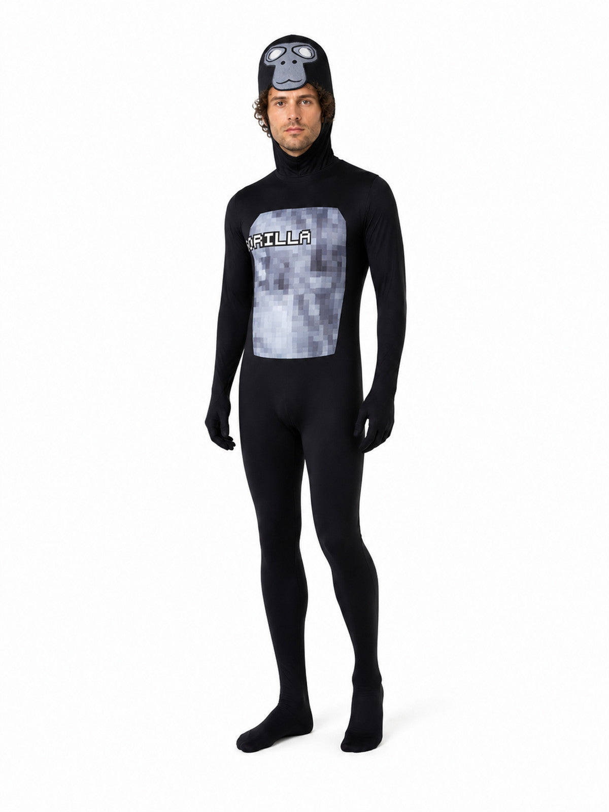 Hooded Gorilla Print Cosplay Jumpsuit