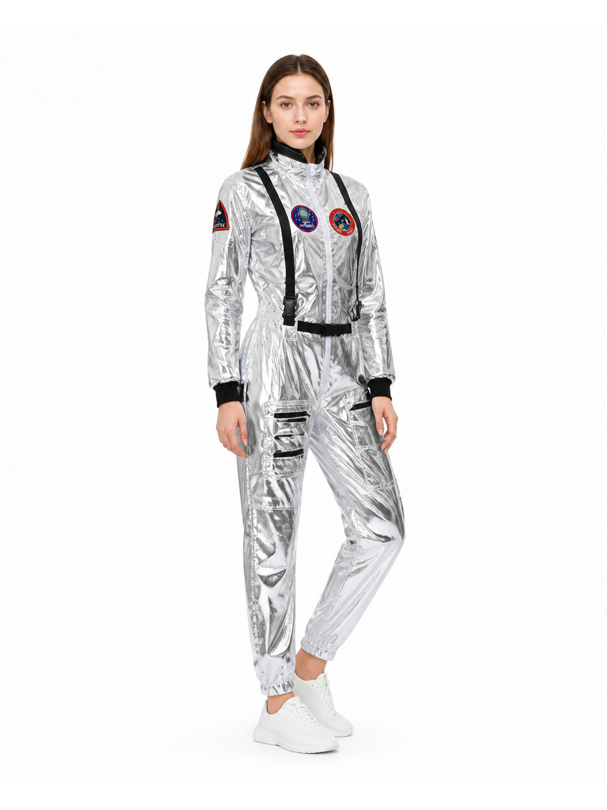 Astronaut Jumpsuit with Patches and Zipper