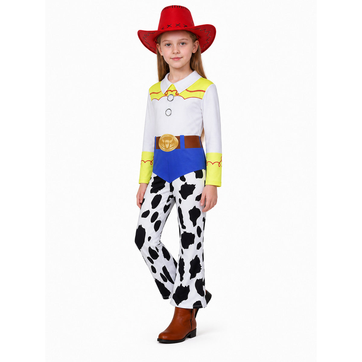 Jessie Costume Jumpsuit with Cowboy Hat for Halloween lifestyle