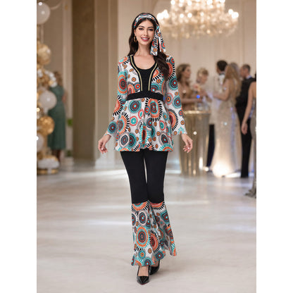 Retro stage costume with sleeves and flared pants lifestyle