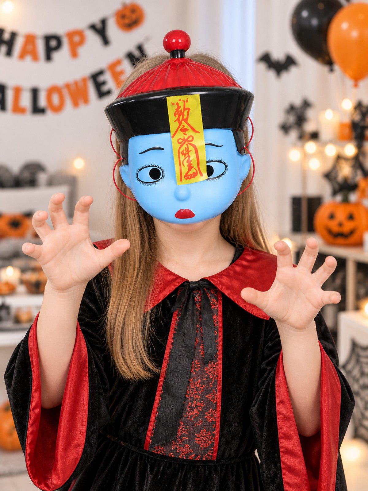 Glowing Blue Cartoon Face Mask with Visor