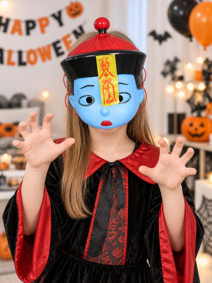 Glowing Blue Cartoon Face Mask with Visor