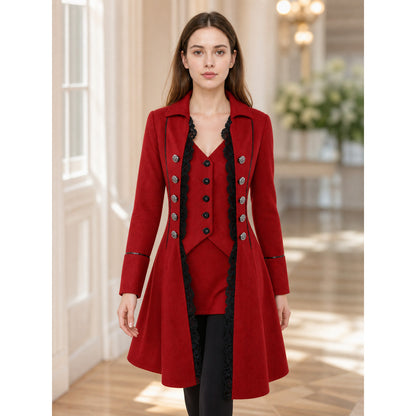 Red decorative tailcoat with long sleeves lifestyle view