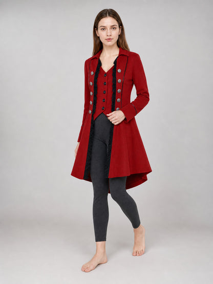 Red decorative tailcoat with long sleeves