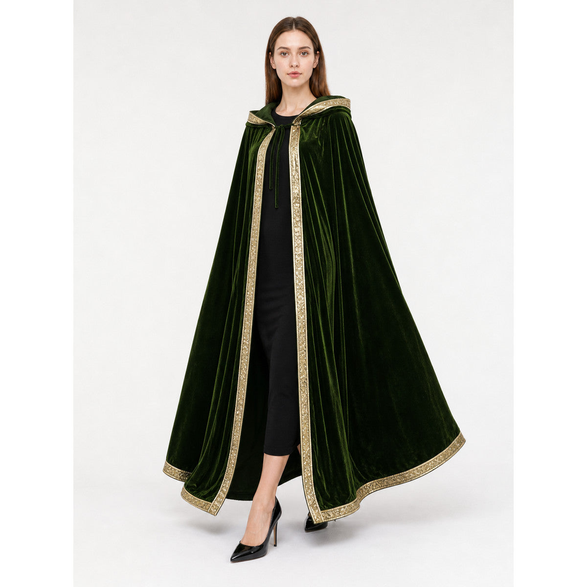 Dark Green Hooded Carnival Cloak lifestyle