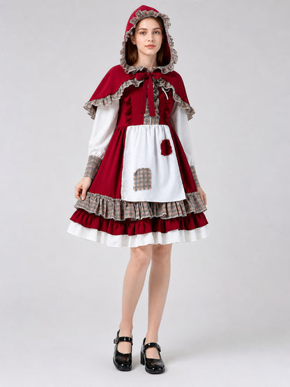 Children's Little Red Riding Hood Costume with Dress and Cape Costume Dresses detail