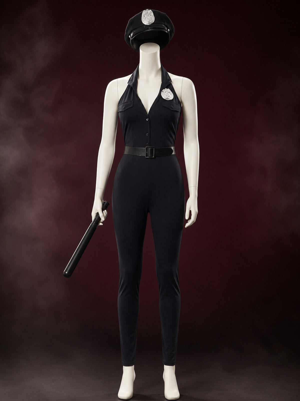 Women's Sexy Police Costume Set with Hat, Belt & Baton - Halloween Outfit main product view