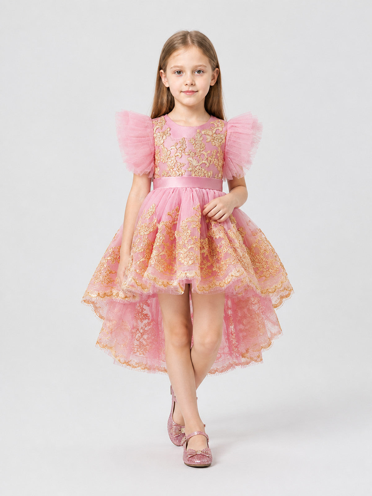 Princess Flower Girl Dress with Wings and Embroidery Costume Dresses detail