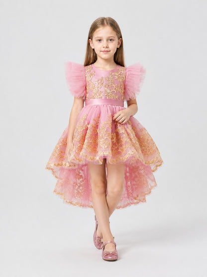 Princess Flower Girl Dress with Wings and Embroidery Costume Dresses detail
