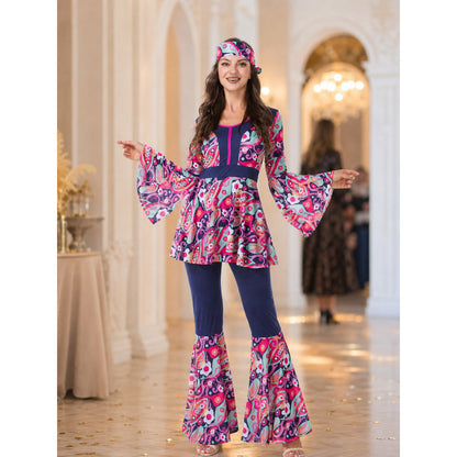 Retro Stage Costume: Top and Flare-Leg Pants