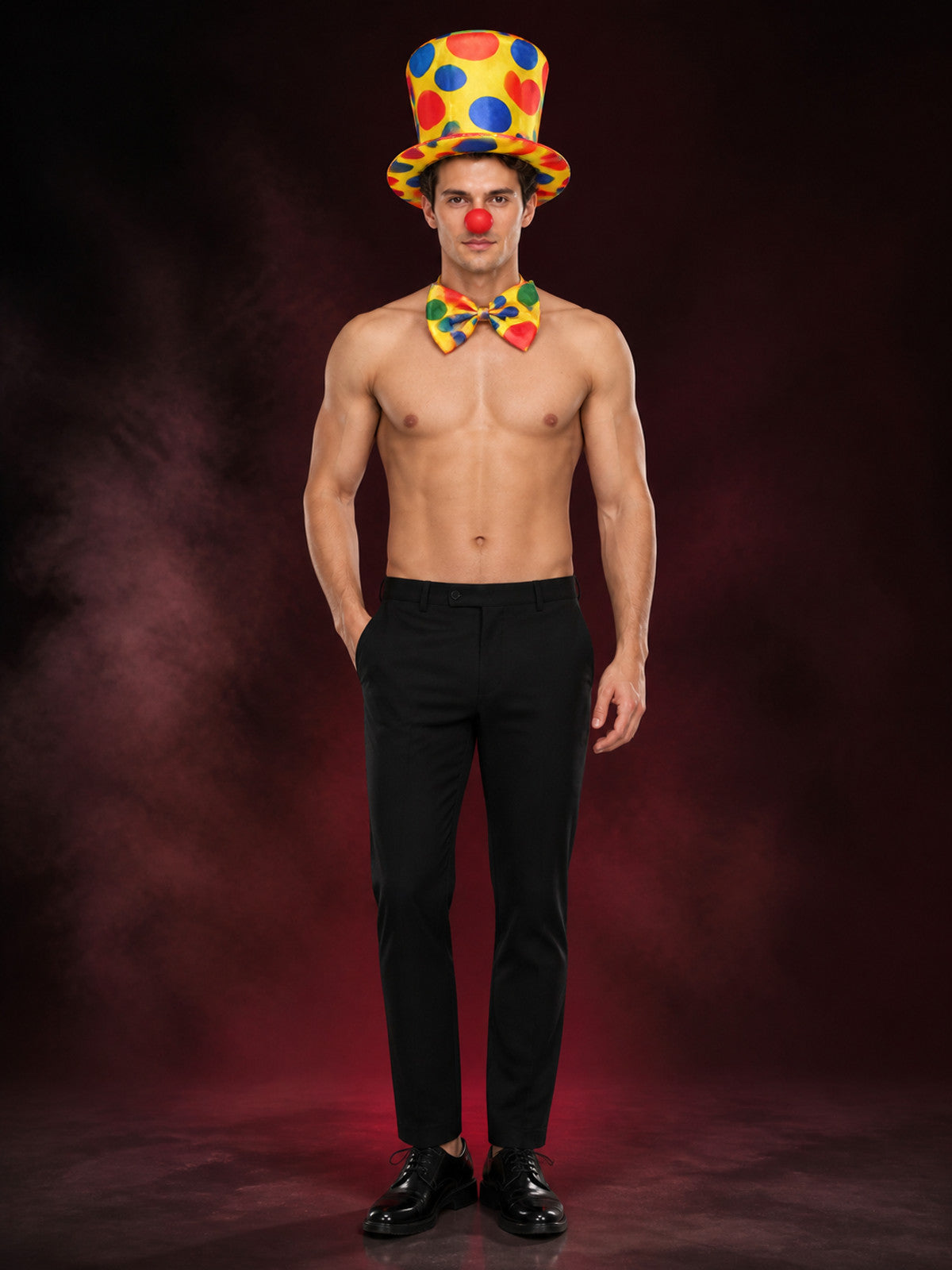 Red Ball Clown Nose, Furry Texture, Halloween Costume Accessory main product view