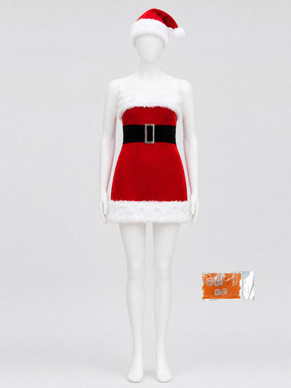 Christmas Costume: Dress and Santa Hat with Belt Costume Dresses detail