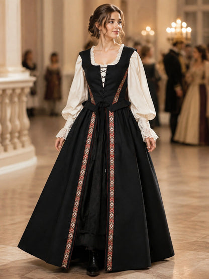 Medieval Retro-Style Lace-Up Dress lifestyle view