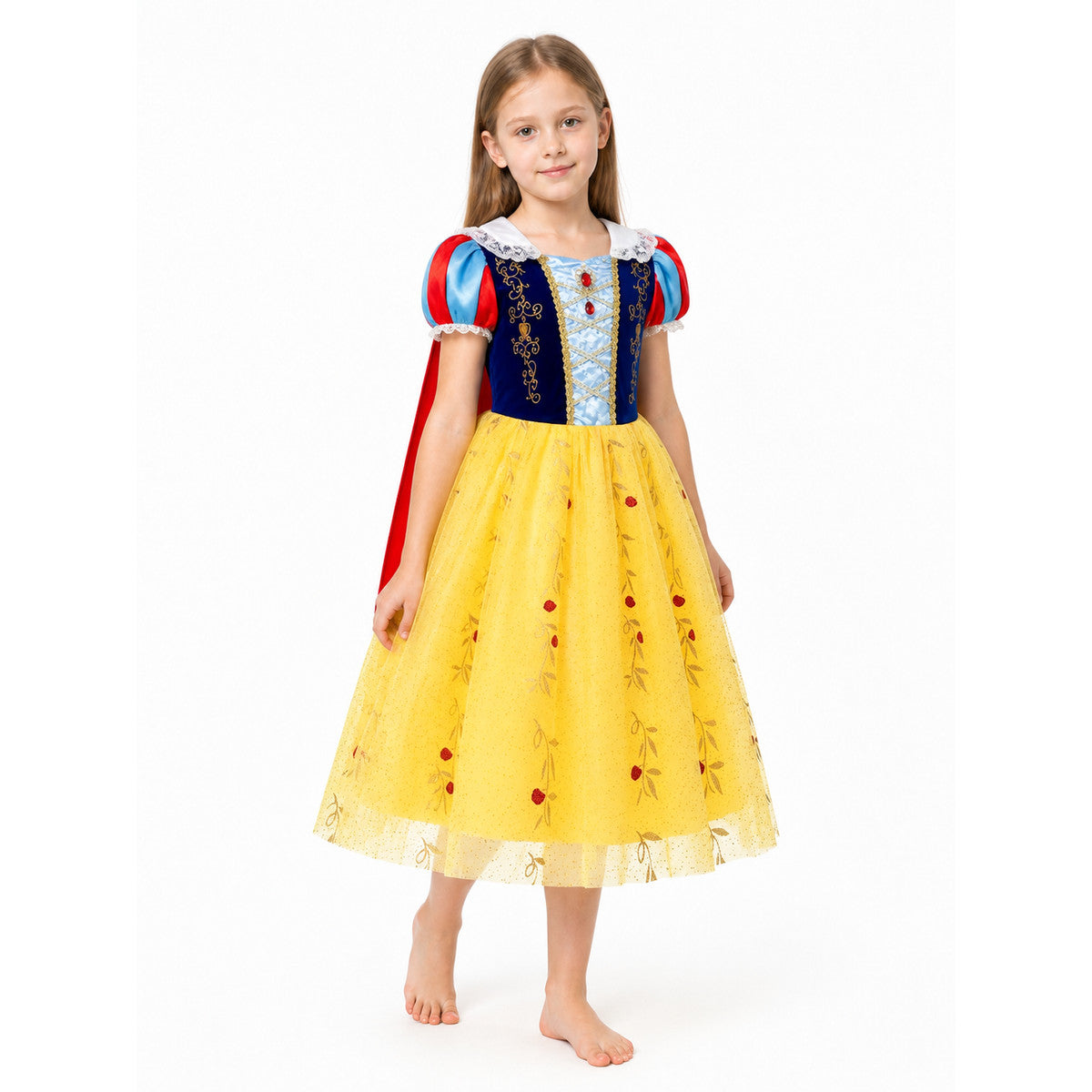 Snow White Dress with a Red Cape and Blue Bodice Costume Dresses detail