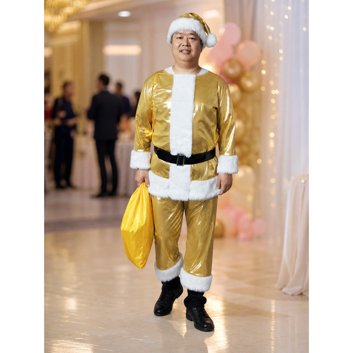 Gold New Year's Costume with White Trim