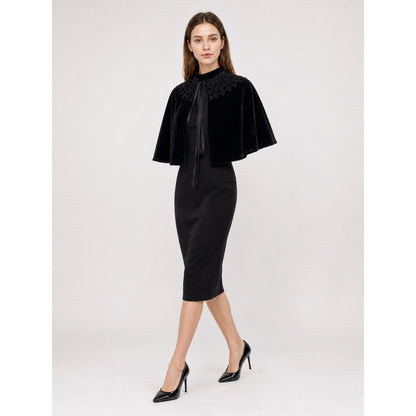 Black Gothic Costume Cape with Lace lifestyle