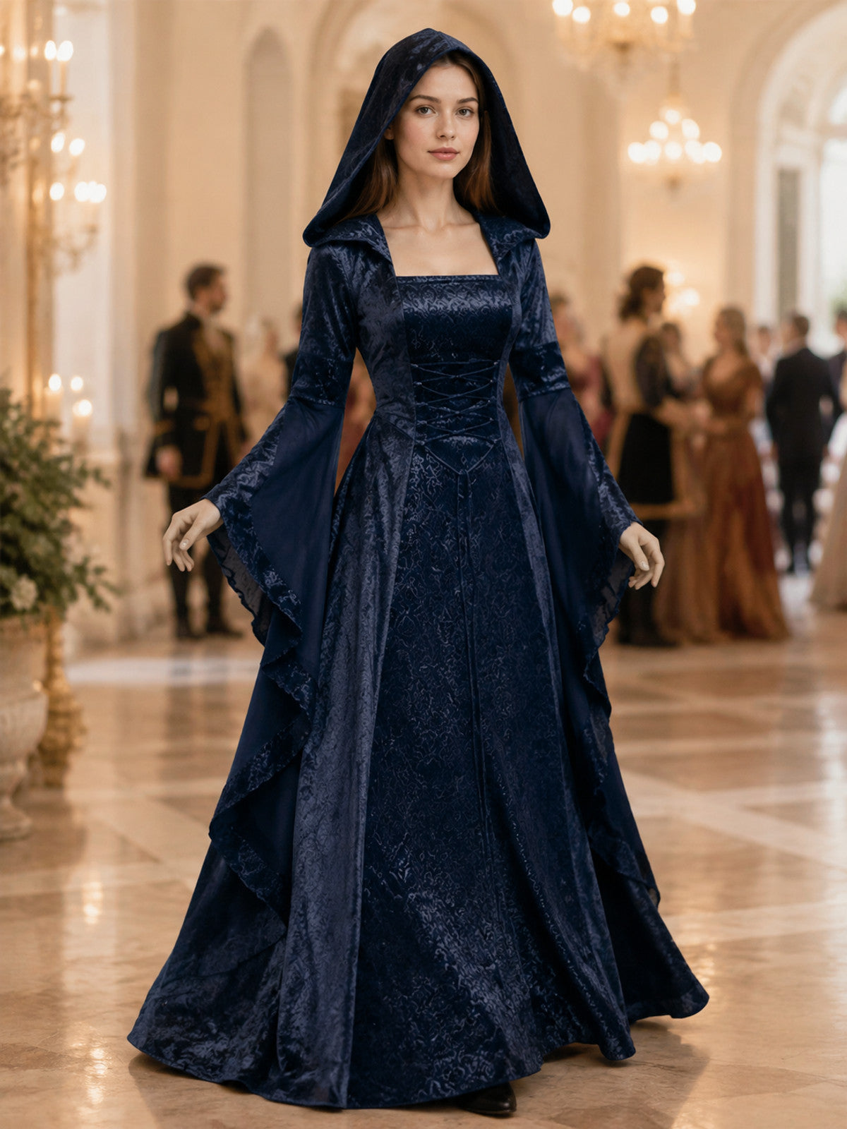 Hooded Medieval Cosplay Dress lifestyle view
