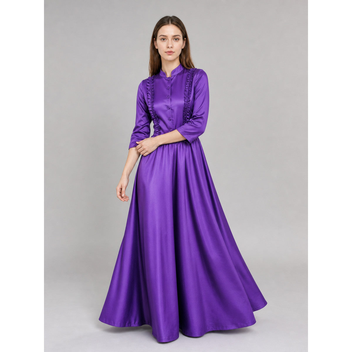 Gothic Victorian Dress with Stand Collar