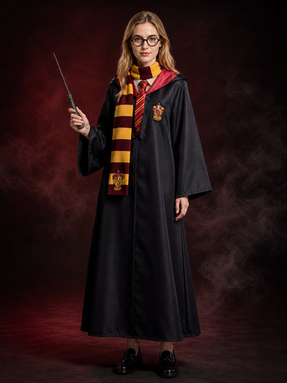 Children's Gryffindor-Style Wizard Costume Set, Hooded Robe With Tie, Scarf main product view