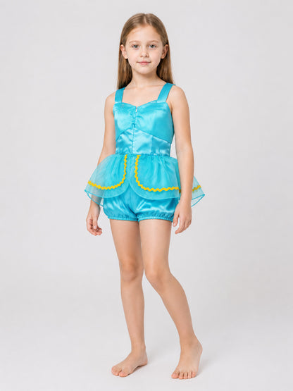 Blue Aladdin-Style Carnival Costume Jumpsuit
