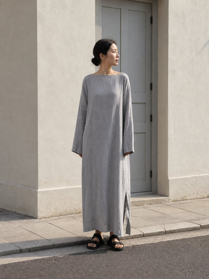 Long Dress with Sleeves and Side Slits