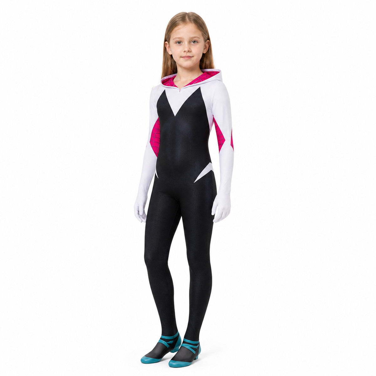 Hooded Ghost-Spider Jumpsuit for Halloween Costumes detail