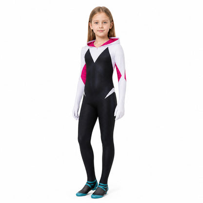 Hooded Ghost-Spider Jumpsuit for Halloween Costumes detail