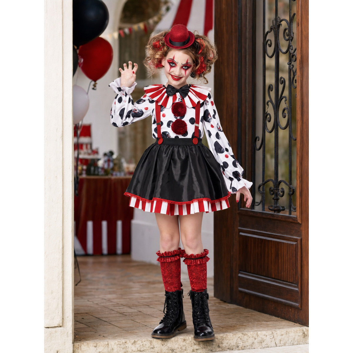 Clown Costume with Hat and Suspenders lifestyle view