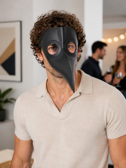 Black Carnival Mask with Long Beak lifestyle view