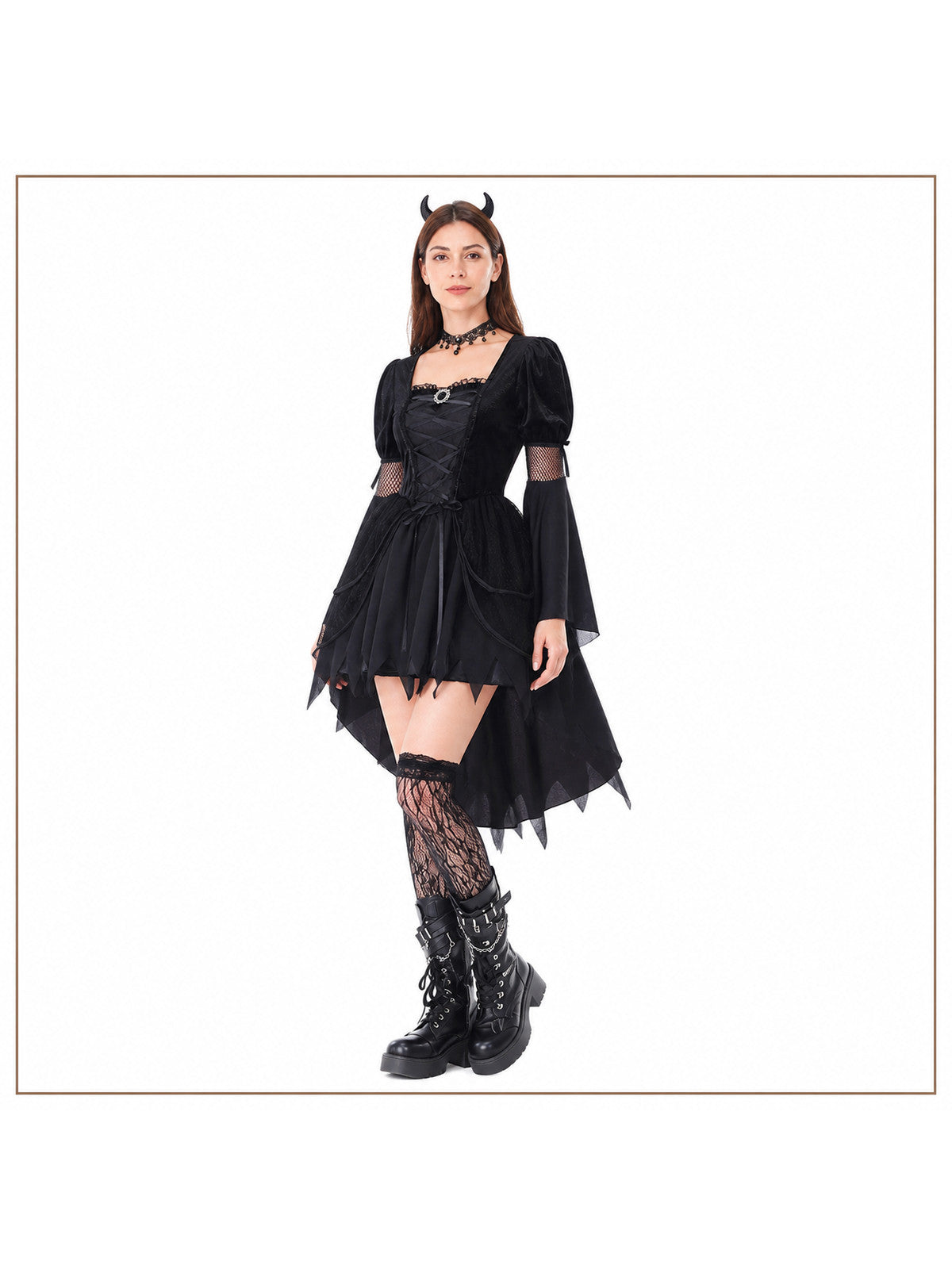 Black Gothic Witch Dress for Halloween and Stage Performances