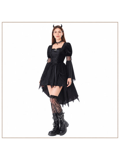 Black Gothic Witch Dress for Halloween and Stage Performances