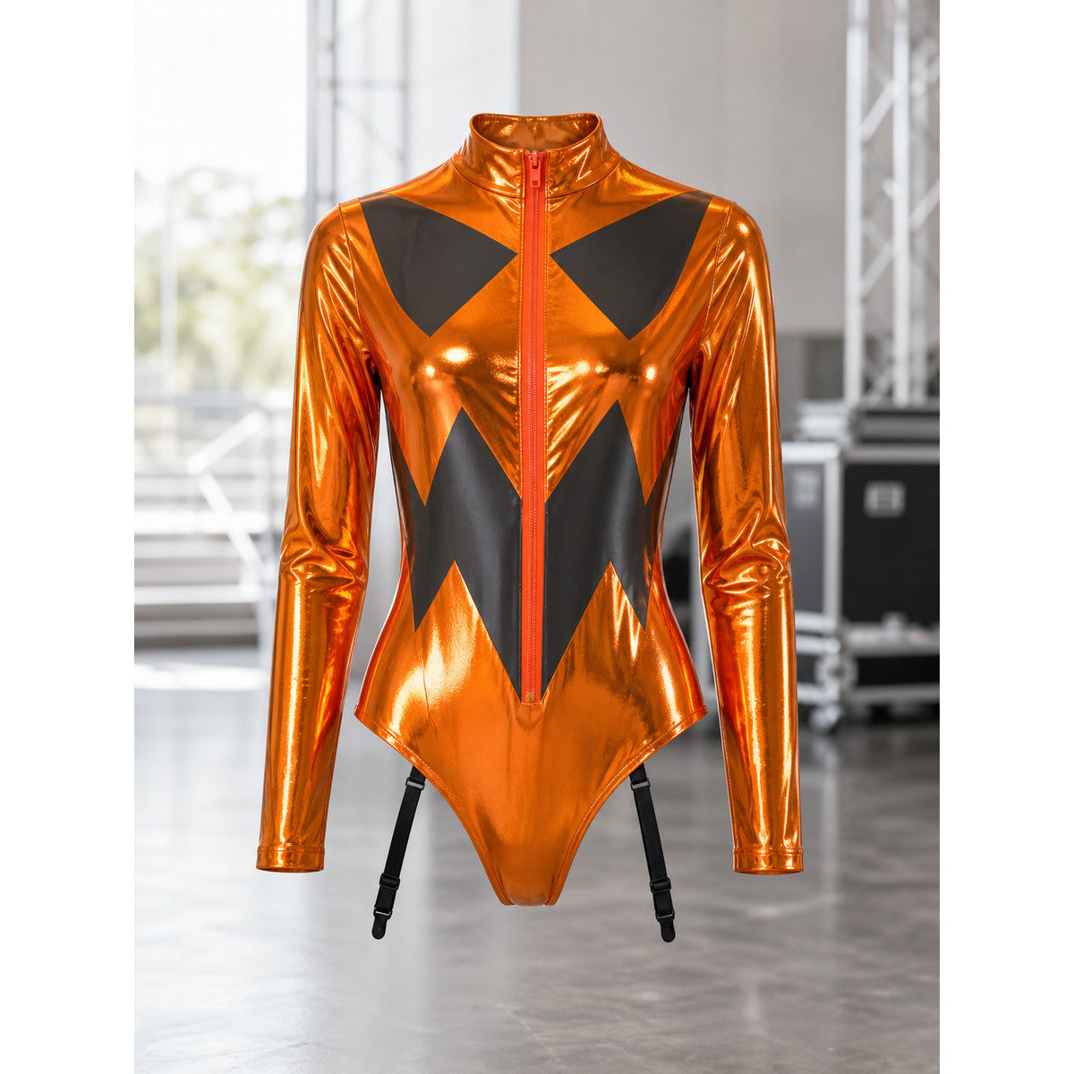 Black and Orange Cosplay Jumpsuit Costume lifestyle view