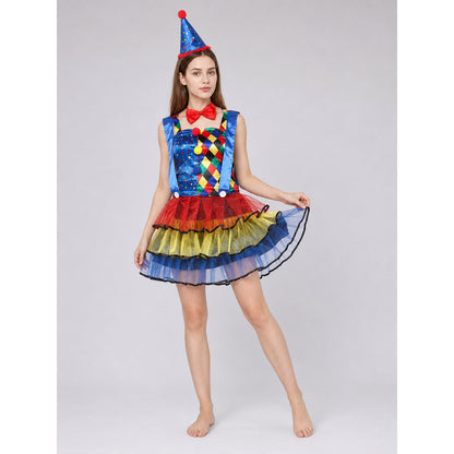 Clown Costume with Dress, Bow, and Hat