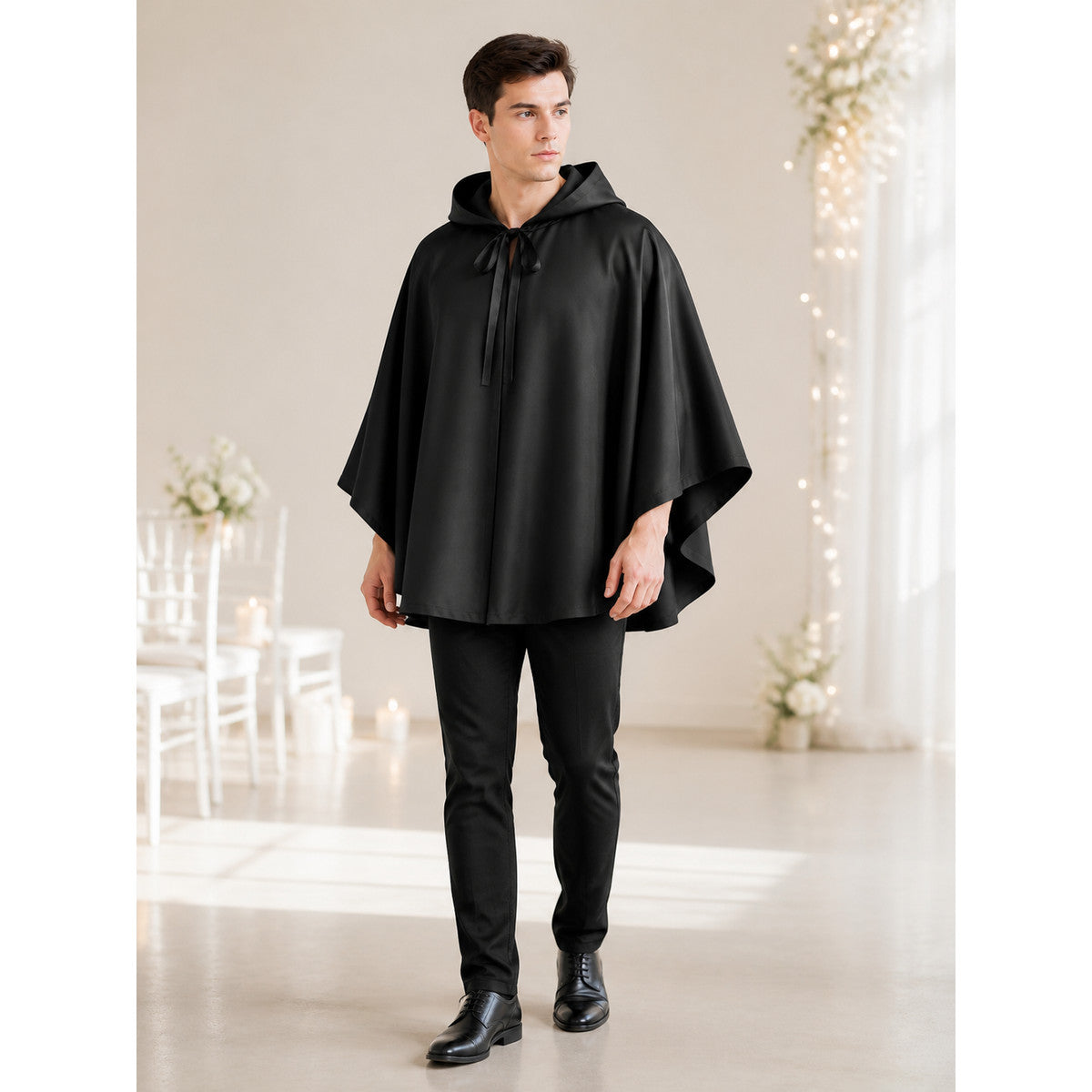 Black Hooded Death Cloak for Halloween Cosplay lifestyle view